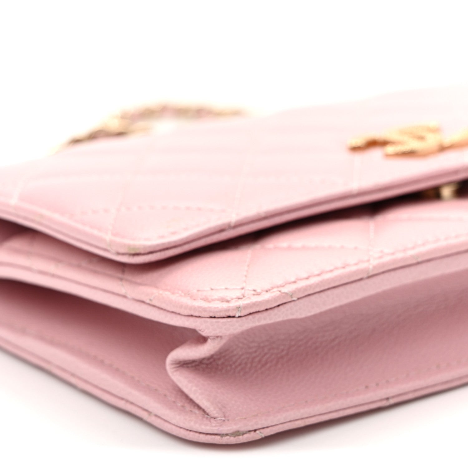 Chanel Caviar Quilted Studded CC Wallet on Chain WOC Light Pink 9 of 11