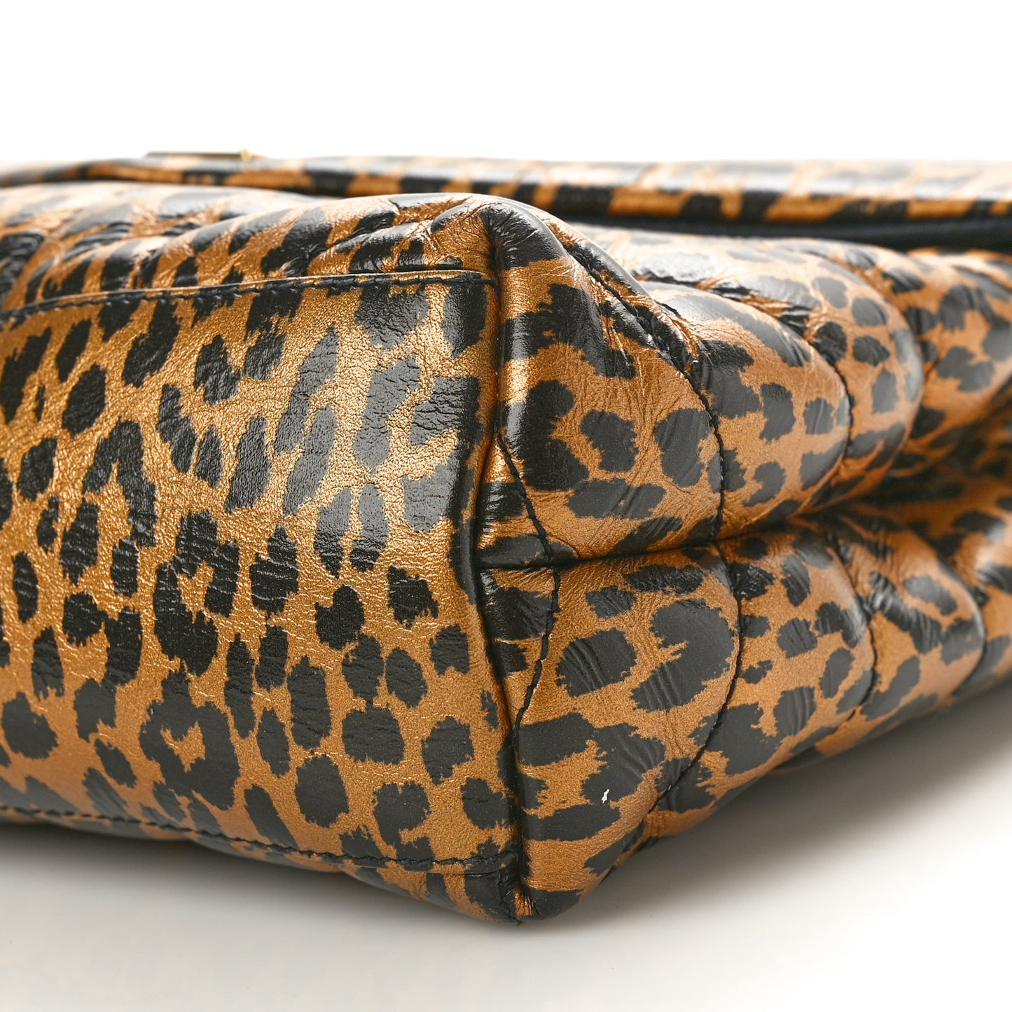 Calfskin Y Quilted Monogram Small Loulou Chain Satchel Leopard