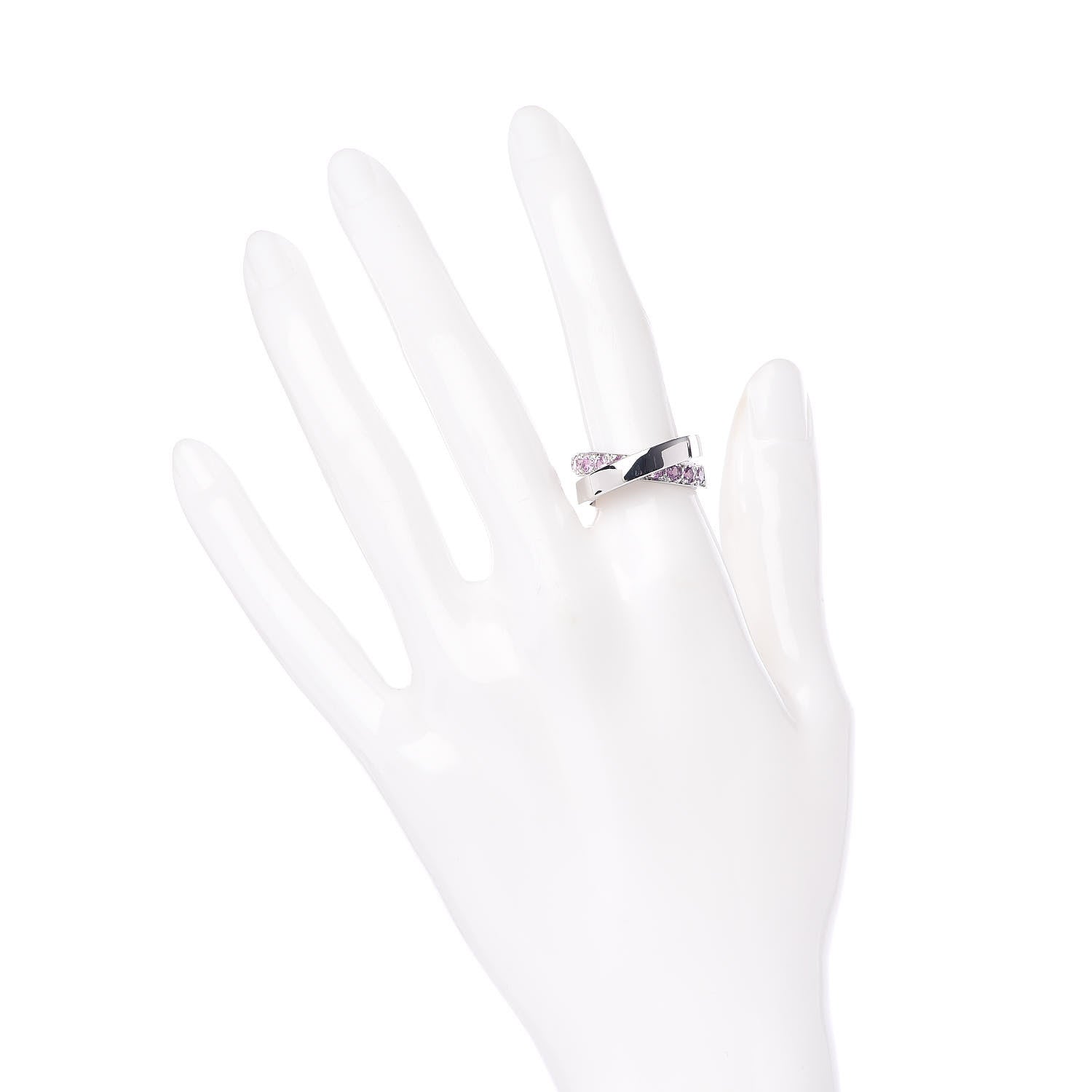 Cartier 18K White Gold Pink Sapphire 9mm Paris Nouvelle Vague Ring 52 6 2 of 4