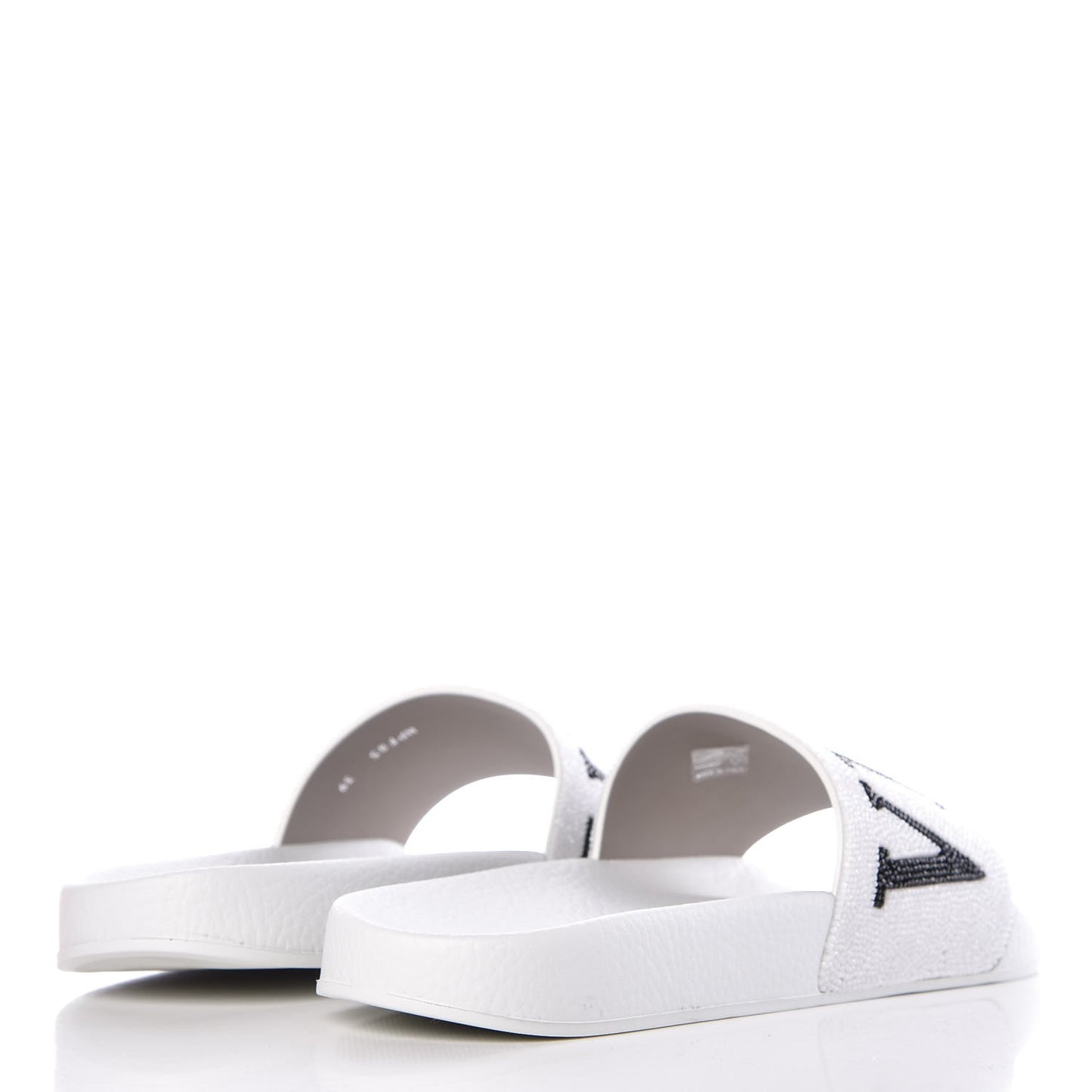 Rubber Swarovski VLTN Pool Slide Sandals 39 White