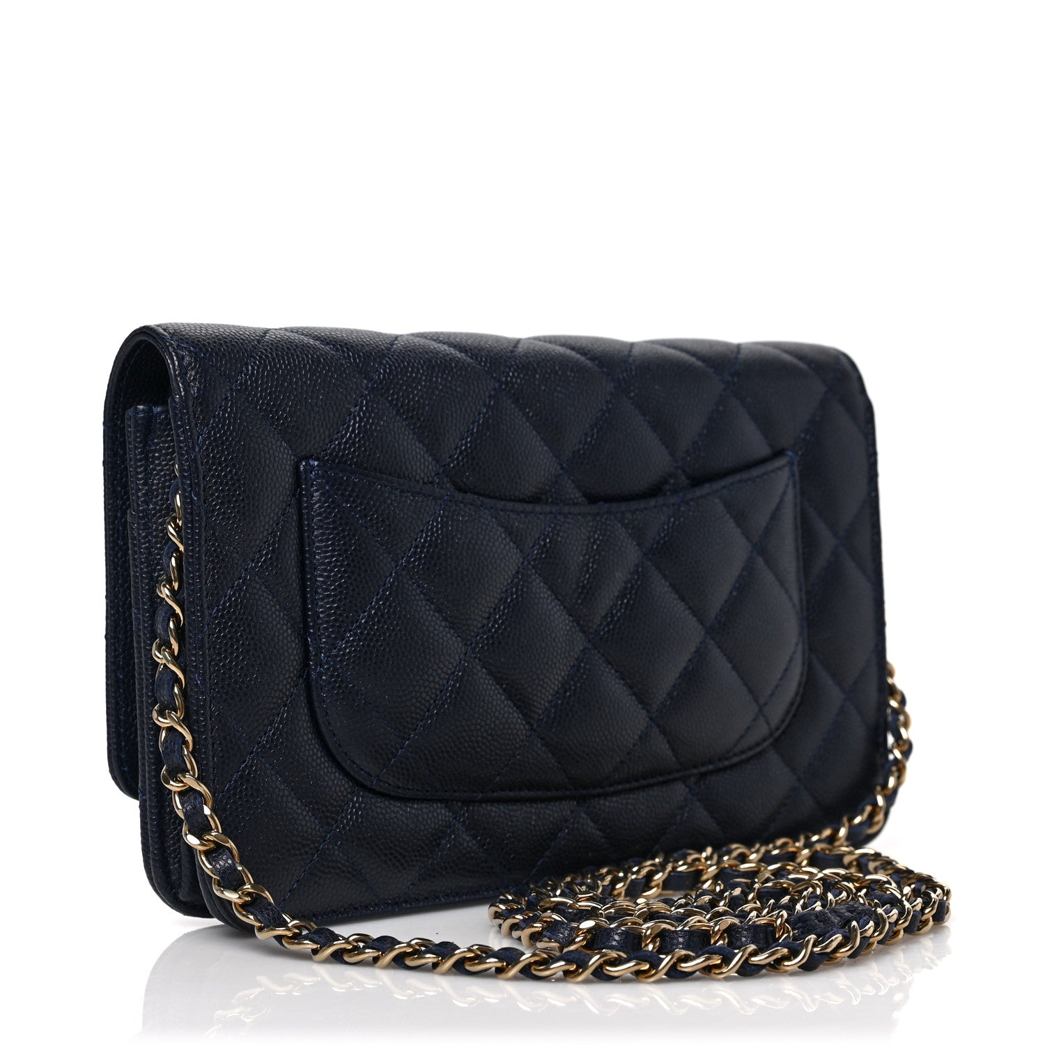 Chanel Caviar Quilted Wallet on Chain WOC Navy Blue 3 of 9