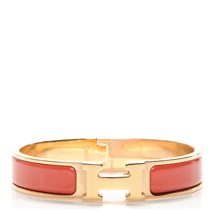 Hermes Enamel Clic Clac H Narrow Bracelet PM Rouge Corail 1 of 5