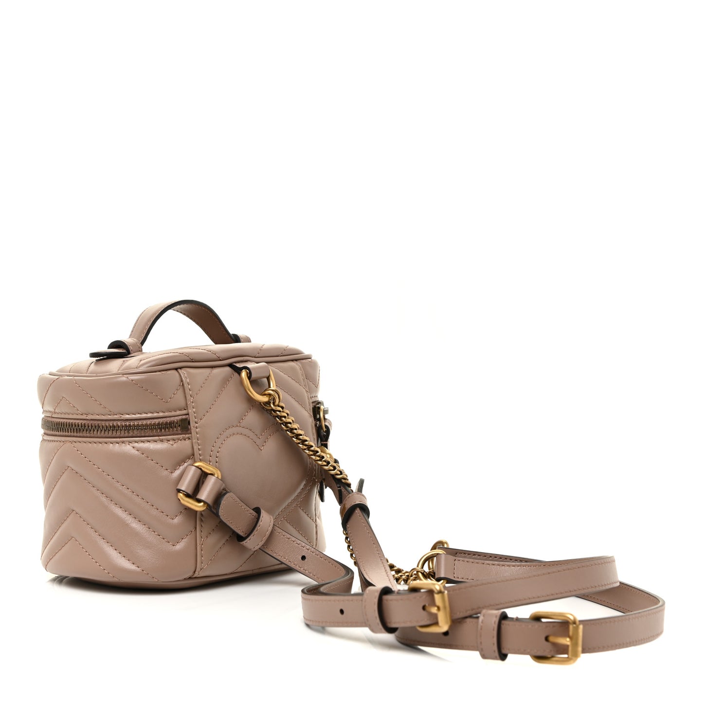 Calfskin Matelasse Mini GG Marmont Round Backpack Porcelain Rose