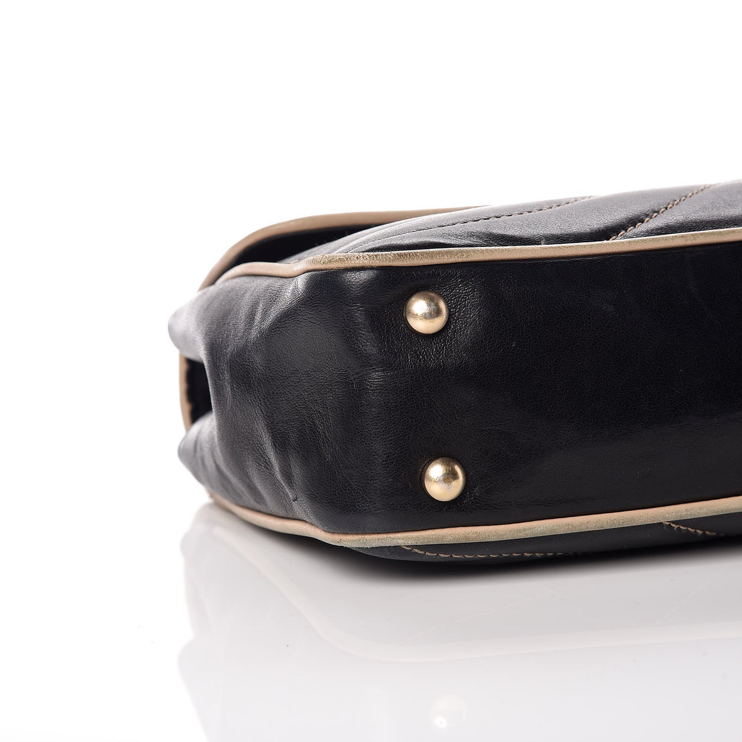 Lambskin Chevron Small Single Flap Bag Black Beige