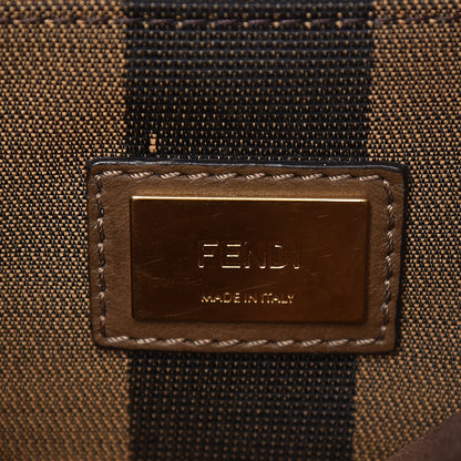 Fendi Vitello Seta Fabric Jacquard Pequin Medium Peekaboo Iconic Satchel Foresta Tobacco 8 of 9