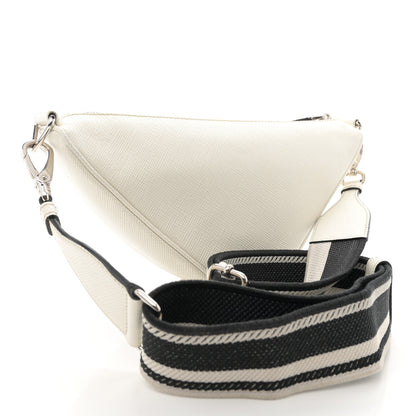 Prada Saffiano Cuir Triangle Logo Embossed Triangle Shoulder Bag White 3 of 16