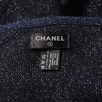 Chanel Cashmere Silk Tweed CC Scarf Blue 4 of 5