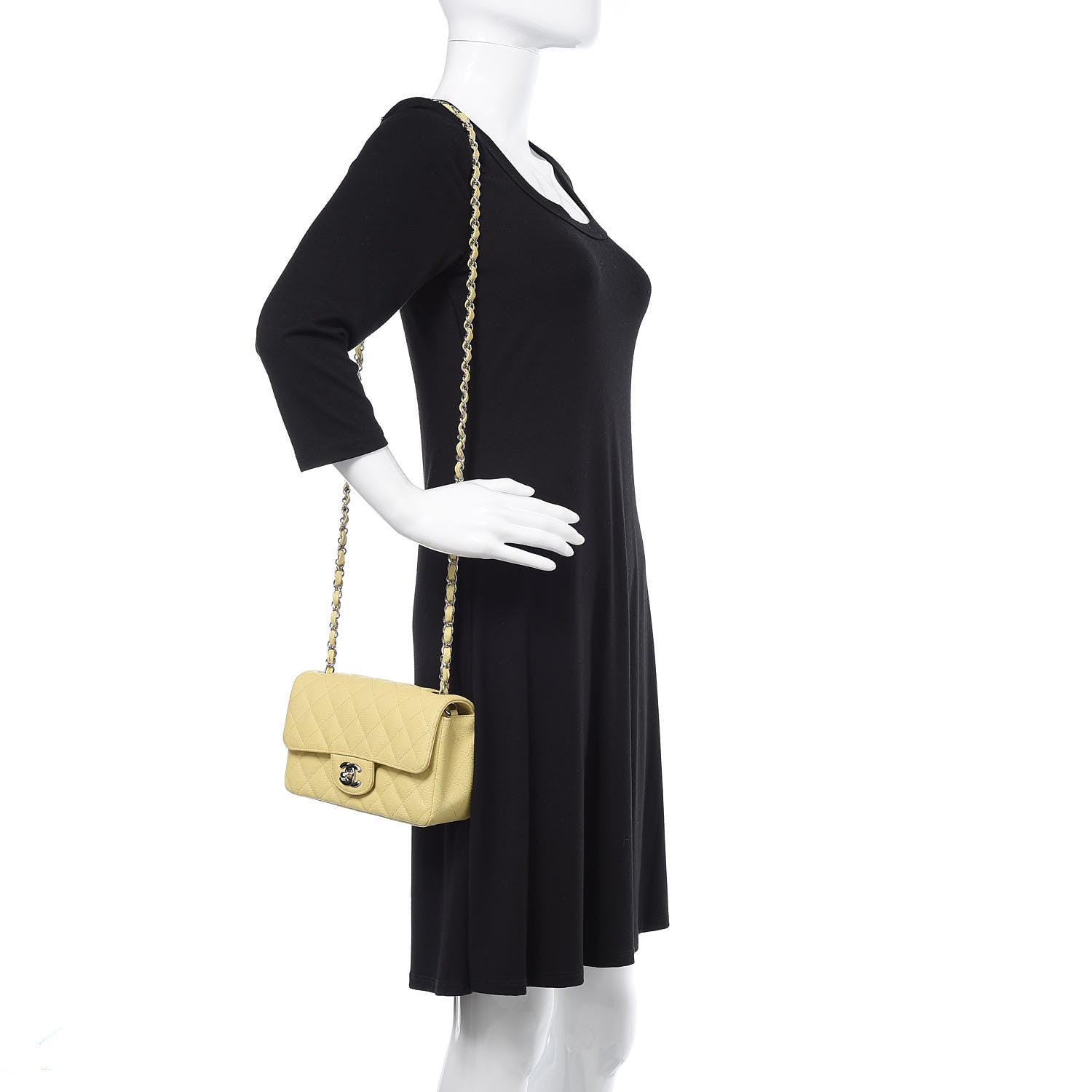 Chanel Caviar Quilted Mini Rectangular Flap Light Yellow 2 of 18