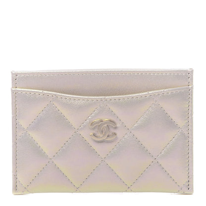 Chanel Iridescent Lambskin Quilted Card Holder Ivory 1 of 9