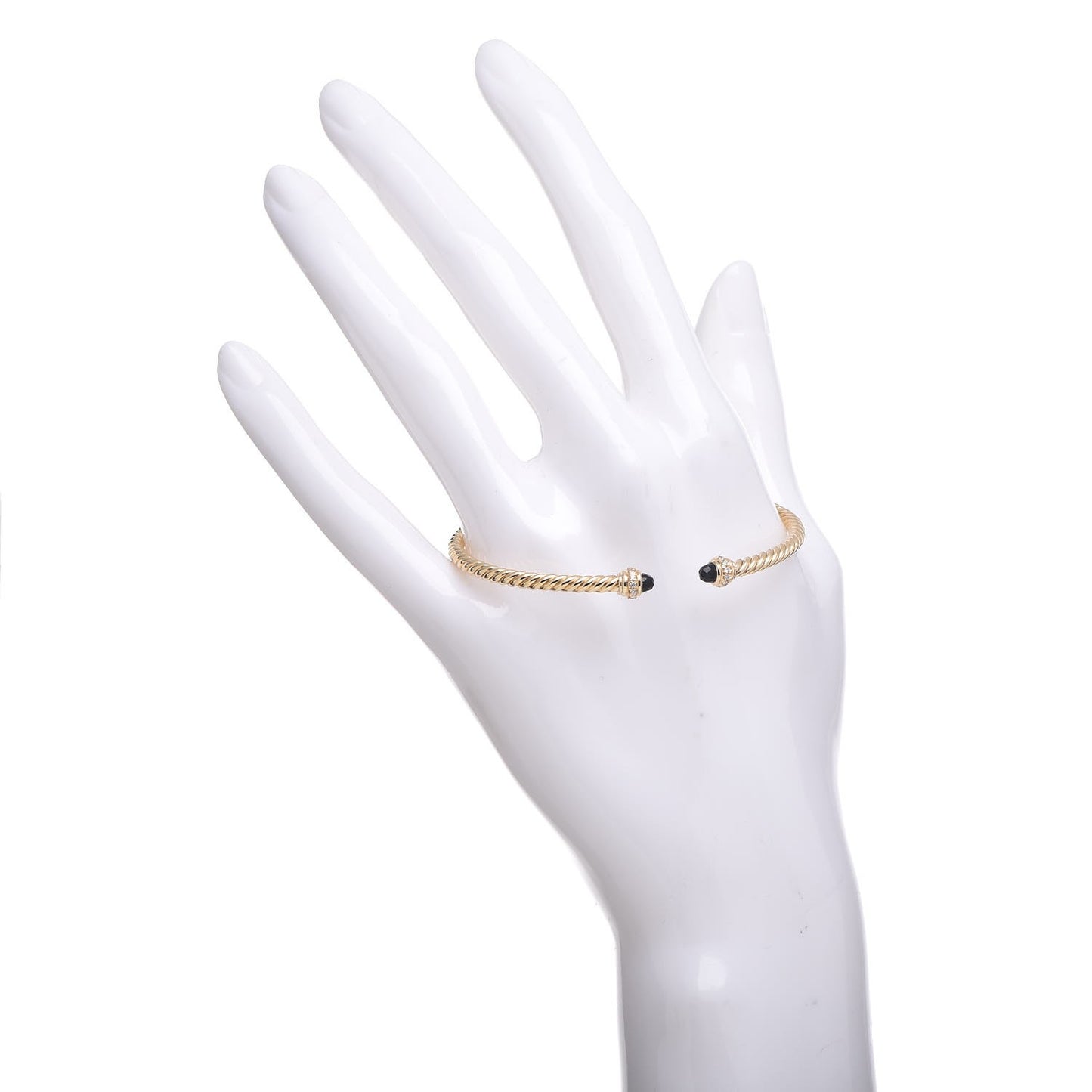 18K Yellow Gold Diamond Black Onyx 3mm Cablespira Bracelet