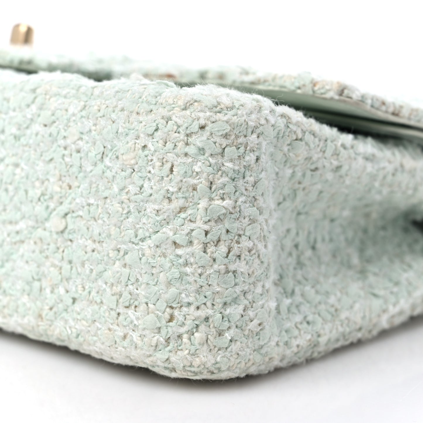 Tweed Quilted Medium Double Flap Light Turquoise