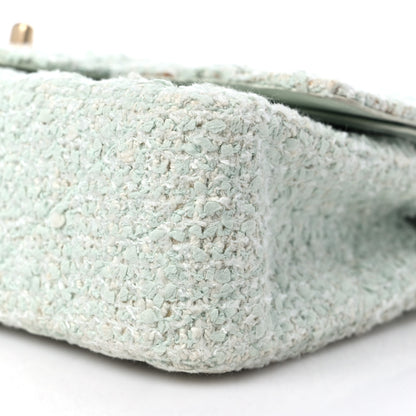 Chanel Tweed Quilted Medium Double Flap Light Turquoise 8 of 15