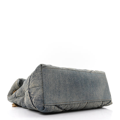 Saint Laurent Denim Quilted Medium Loulou Puffer Monogram Chain Satchel Rodeo Blue 4 of 10