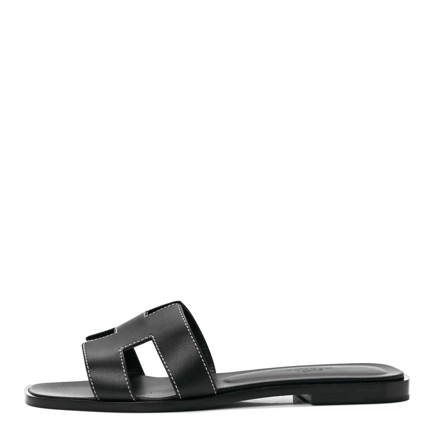 Hermes Box Calfskin Oran Sandals 37 Black 1 of 9