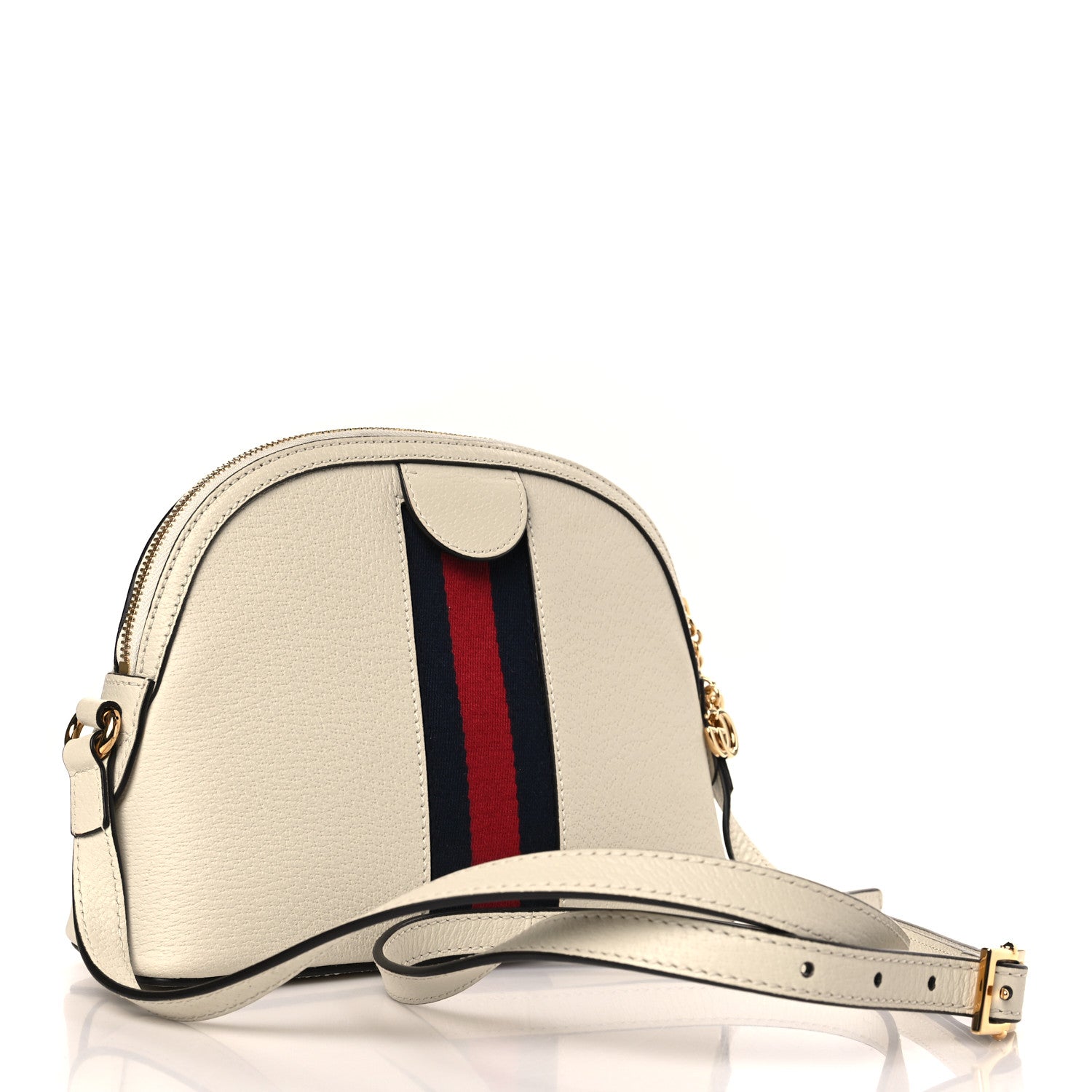Gucci Textured Dollar Calfskin Web Small Ophidia Dome Shoulder Bag Mystic White 3 of 9