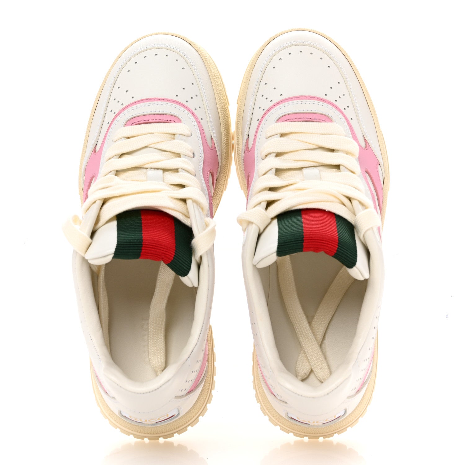 Gucci Calfskin Womens Re-Web Sneakers 37 White Pink 2 of 10