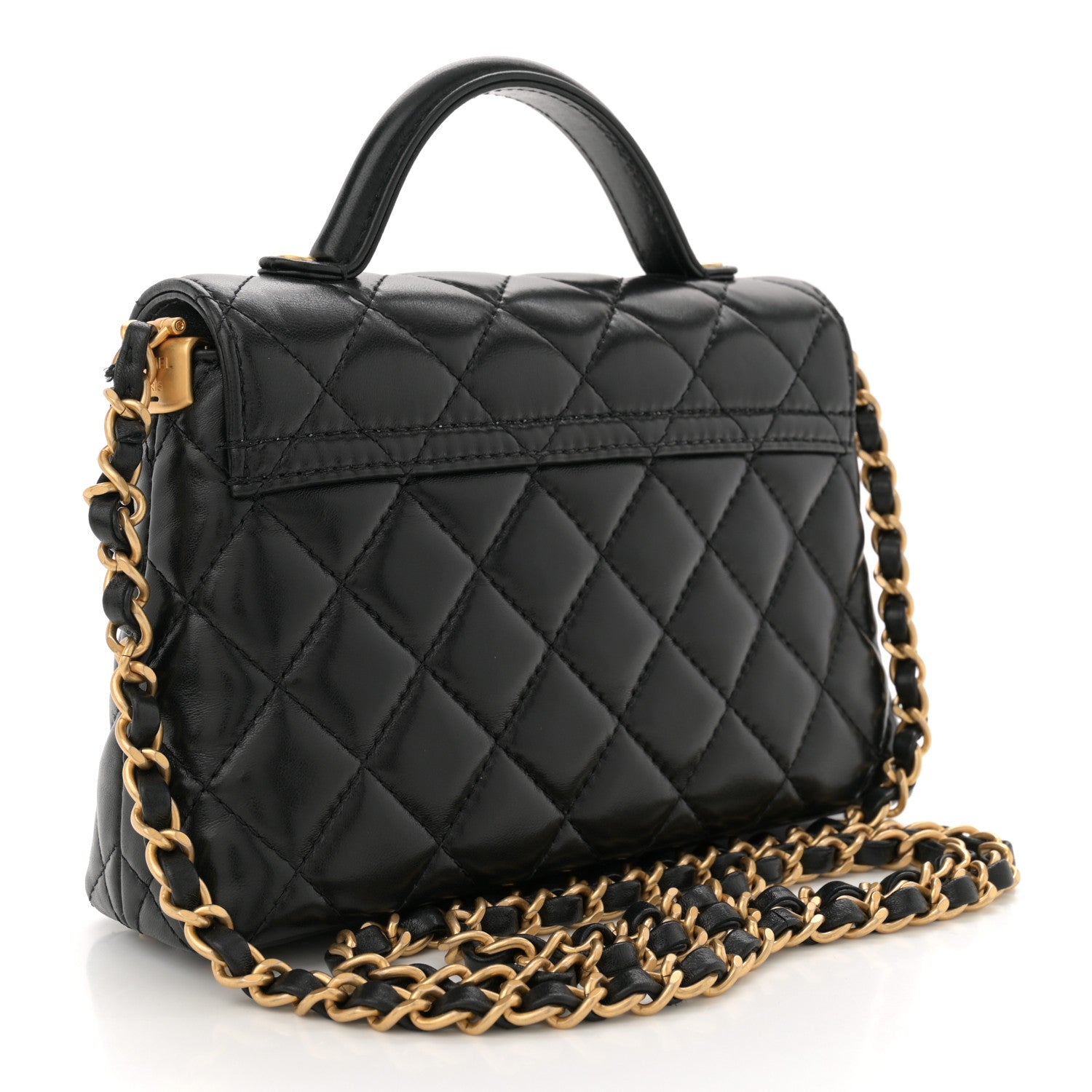 Chanel Lambskin Quilted Small Flap Top Handle Bag Black 3 of 13