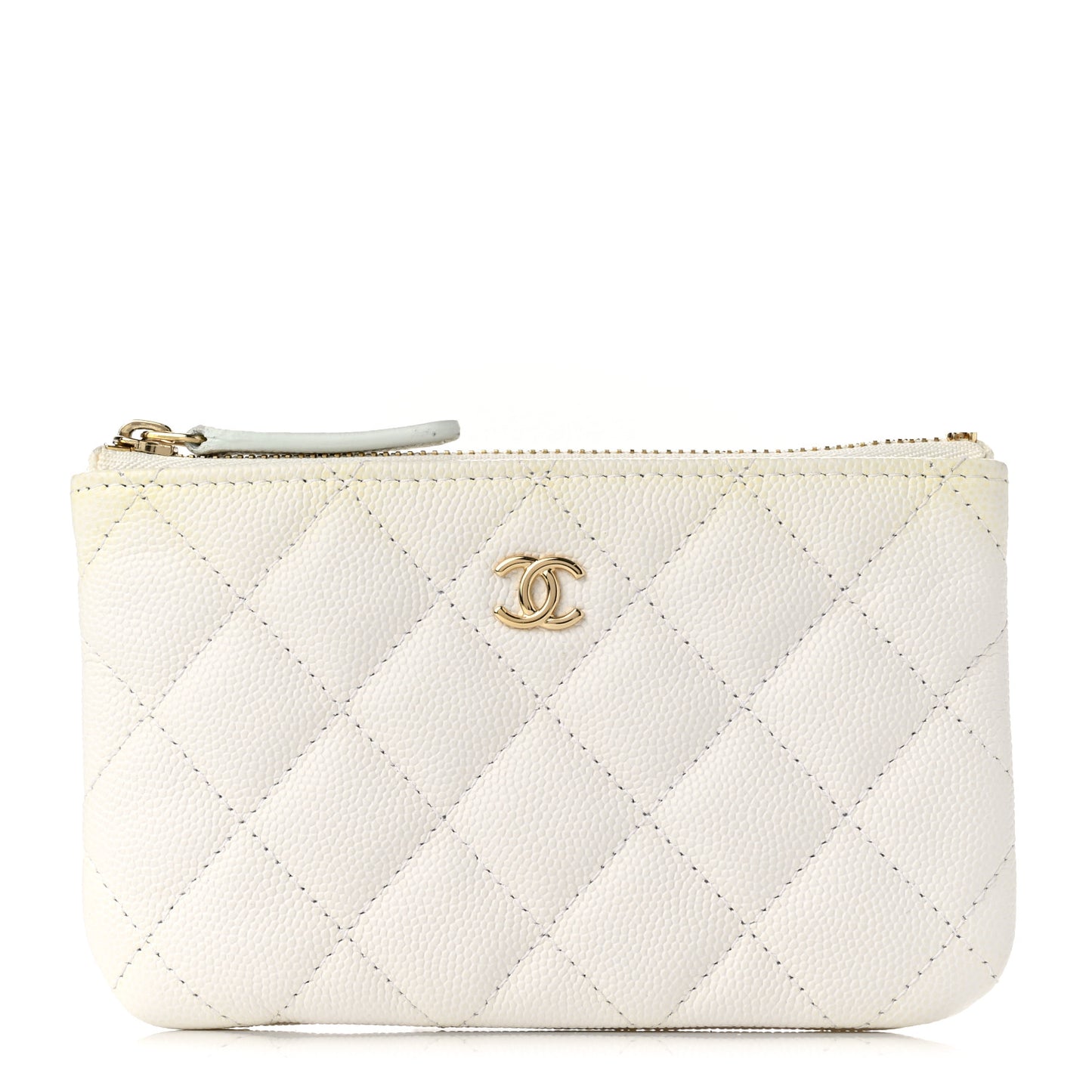 Caviar Quilted Small Cosmetic Case White