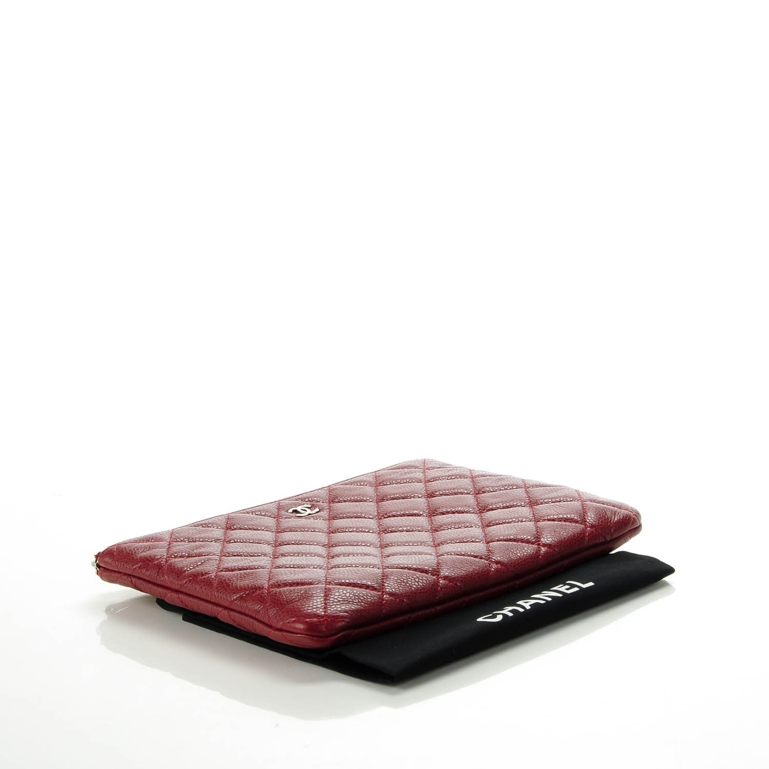 Chanel Caviar Quilted Medium Cosmetic Case Dark Red 4 of 7