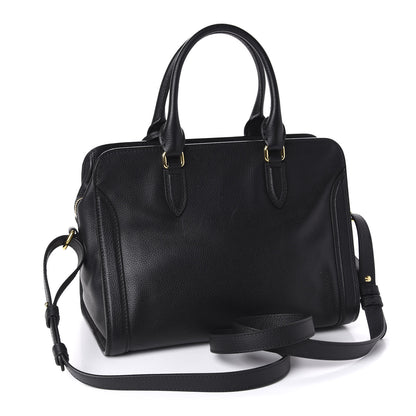 Alexander McQueen Pebbled Calfskin Small Skull Padlock Zip Around Tote Black 3 of 11