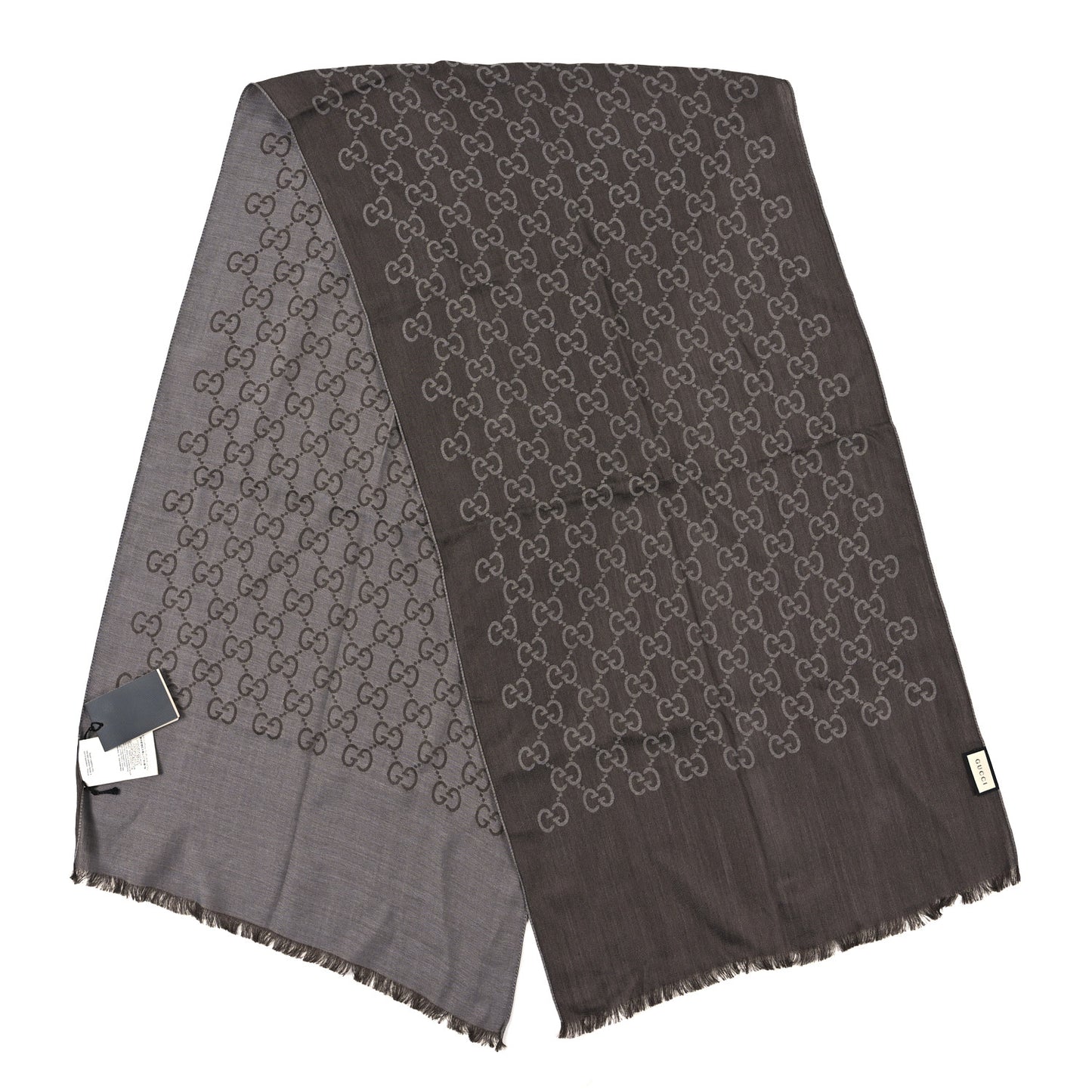 Wool Silk GG Monogram GGNat Scarf Dark Brown