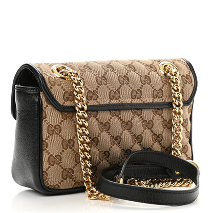 Gucci Monogram Matelasse Diagonal Mini GG Marmont Shoulder Bag Beige Black 3 of 10