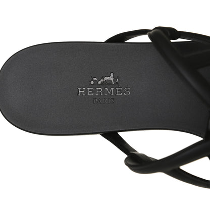 Hermes Rubber Womens Egerie Sandals 37 Black 8 of 9