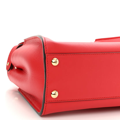 Fendi Vitello Seta Canvas FF Embroidered Mini Peekaboo Iconic Satchel Rosso Cardinale Multicolor 8 of 9