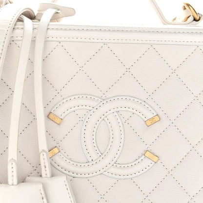 Chanel Caviar Quilted Medium CC Filigree Vanity Case White 9 of 11