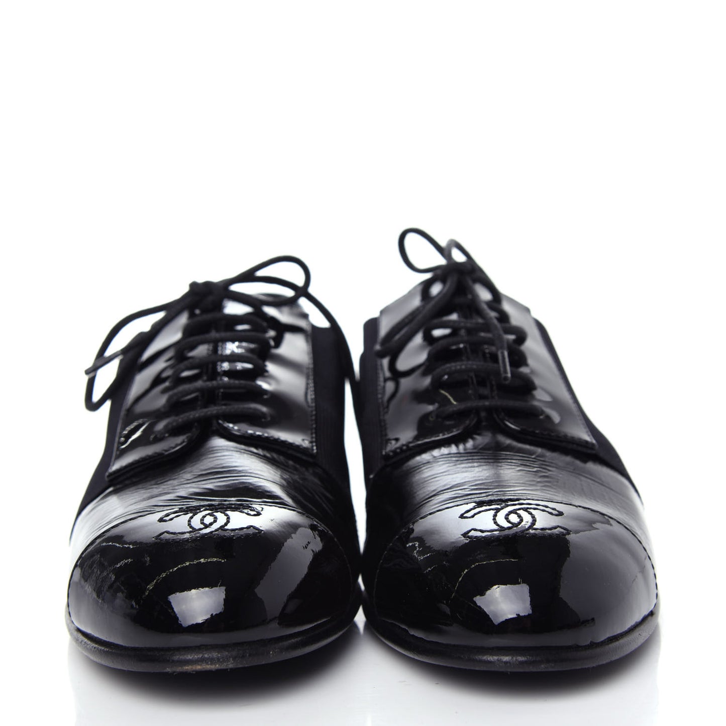 Goatskin Patent Womens CC Cap Toe Lace Up Oxfords 36.5 Black