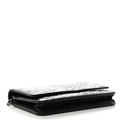 Chanel Lambskin Camellia Embossed Wallet on Chain WOC Black 4 of 13