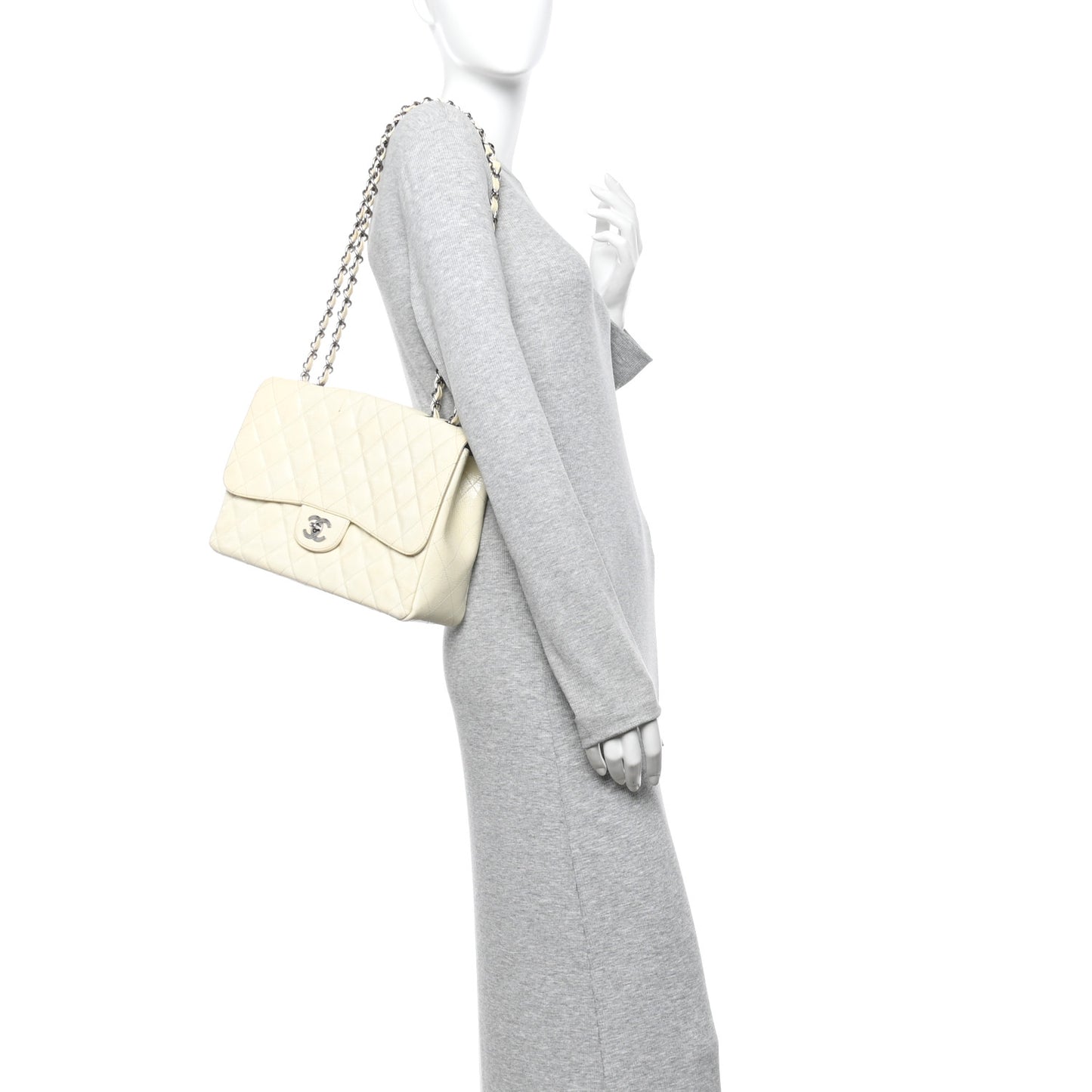 Distressed Patent Jumbo Single Flap White