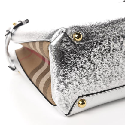 Burberry Metallic Grainy Calfskin House Check Medium Banner Tote Silver 6 of 10