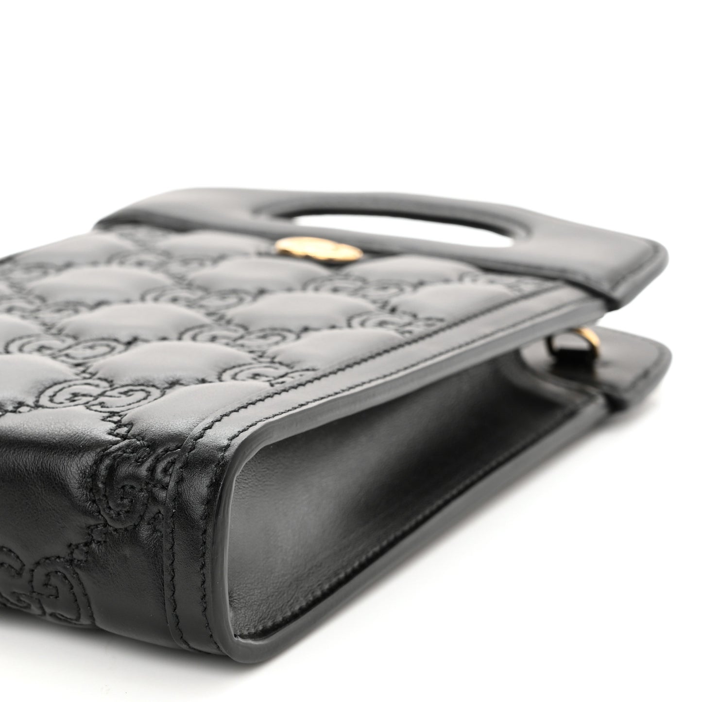 Calfskin GG Matelasse Mini Top Slip Handle Crossbody Bag Black Natural