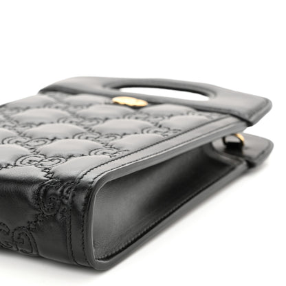 Gucci Calfskin GG Matelasse Mini Top Slip Handle Crossbody Bag Black Natural 9 of 9