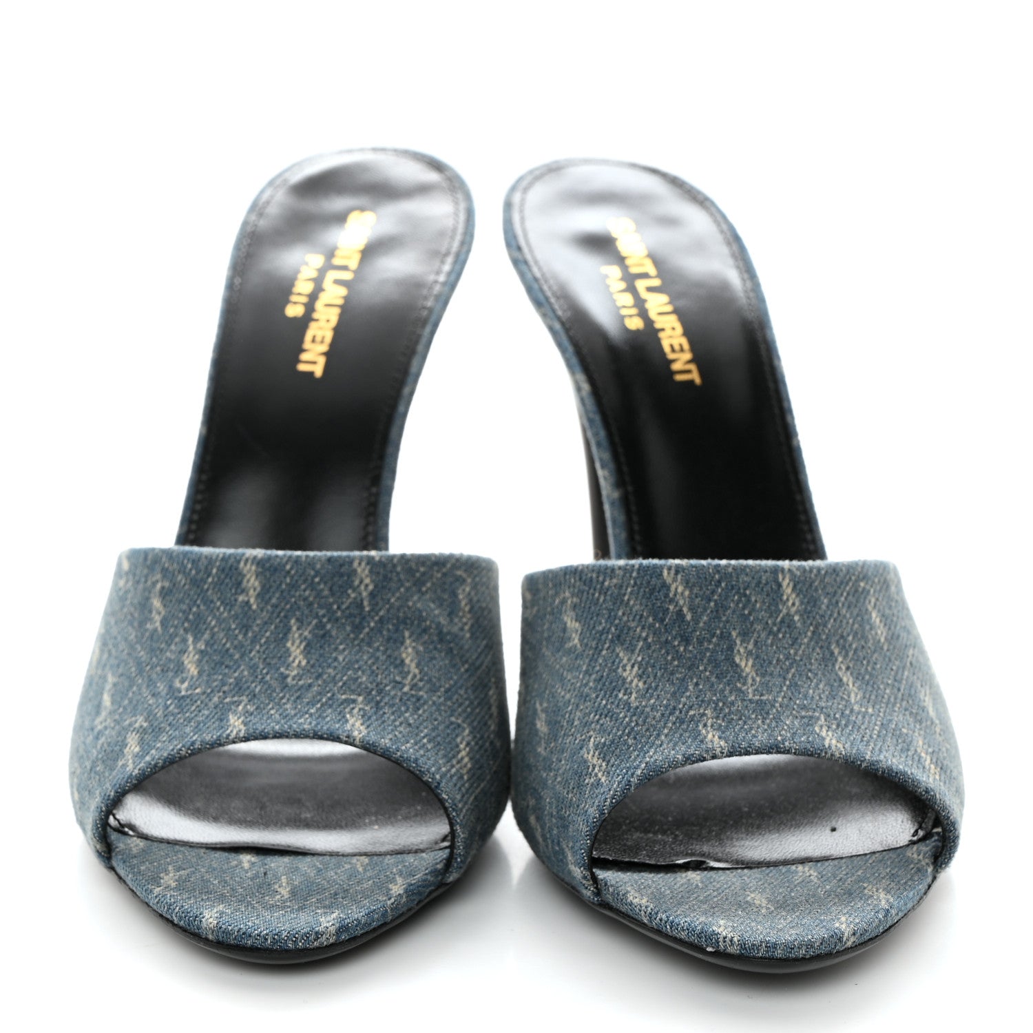 Saint Laurent Denim Monogram La 16 Mule Sandals 40 Blue Jeans 2 of 9