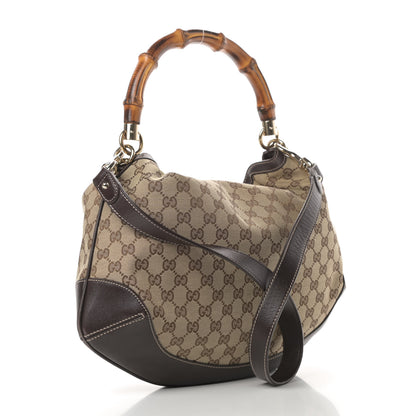 Gucci Monogram Medium Peggy Bamboo Top Handle Bag Dark Brown 3 of 12