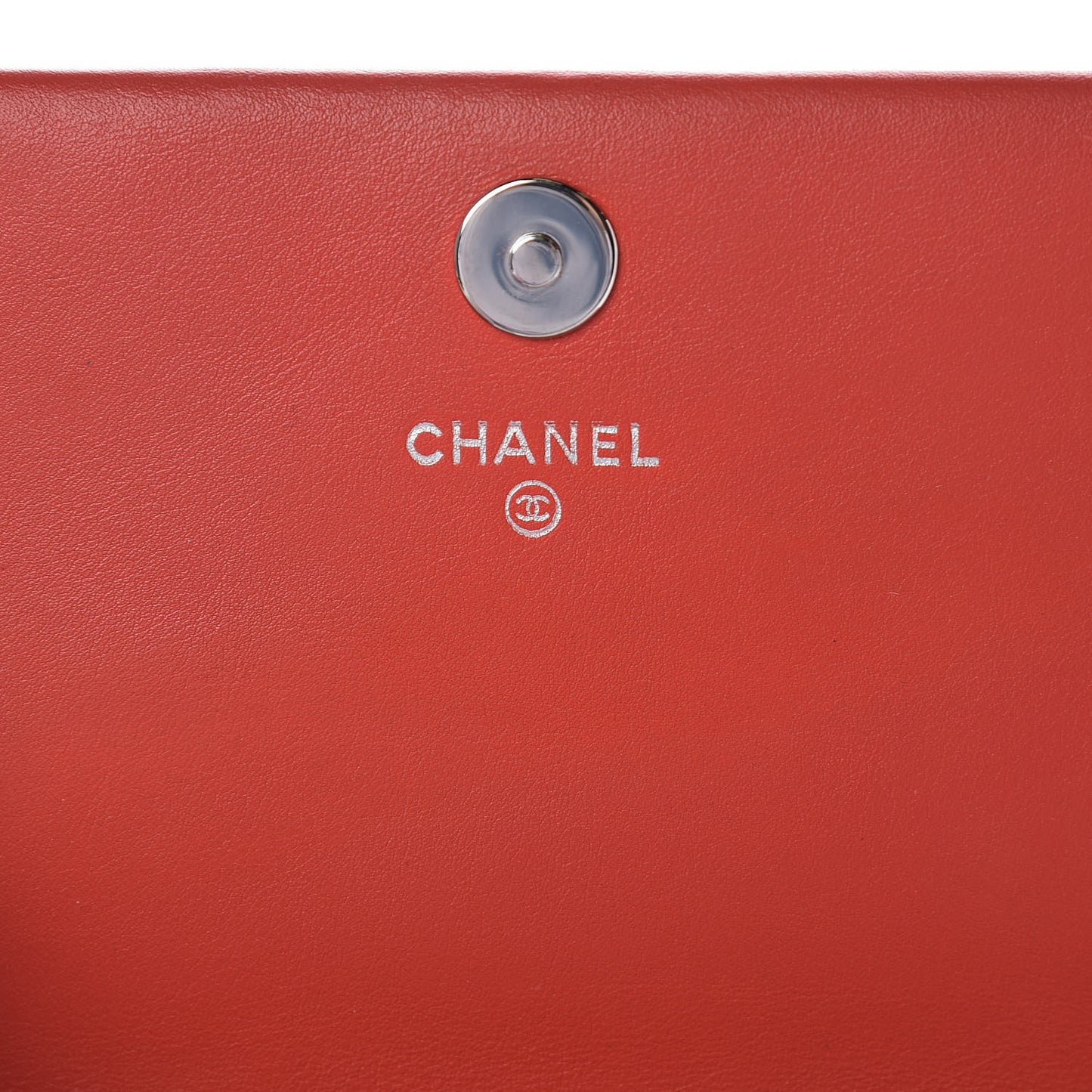 Patent Calfskin Chevron Quilted Wallet On Chain WOC Red