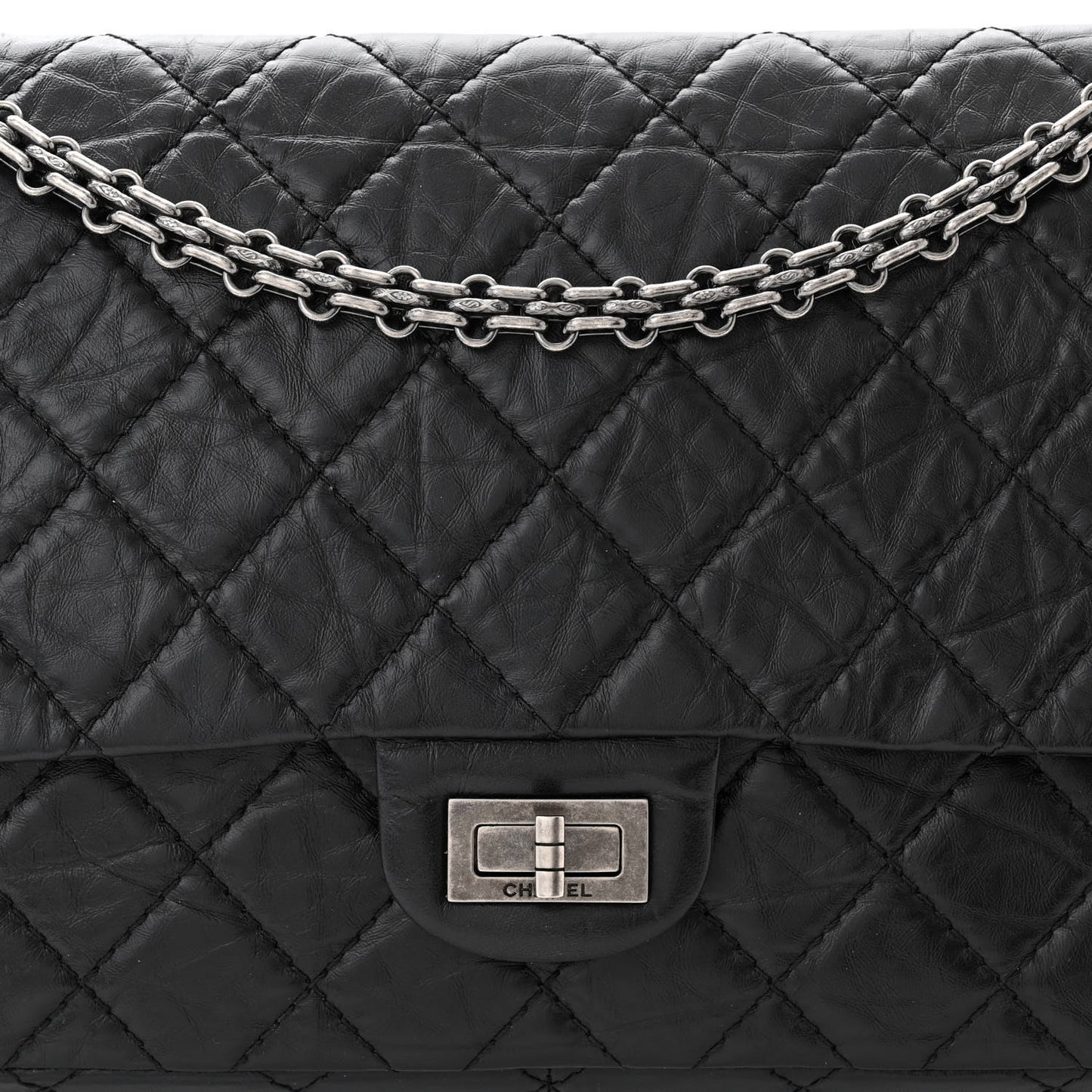Aged Calfskin Quilted 2.55 Reissue 226 Flap Black