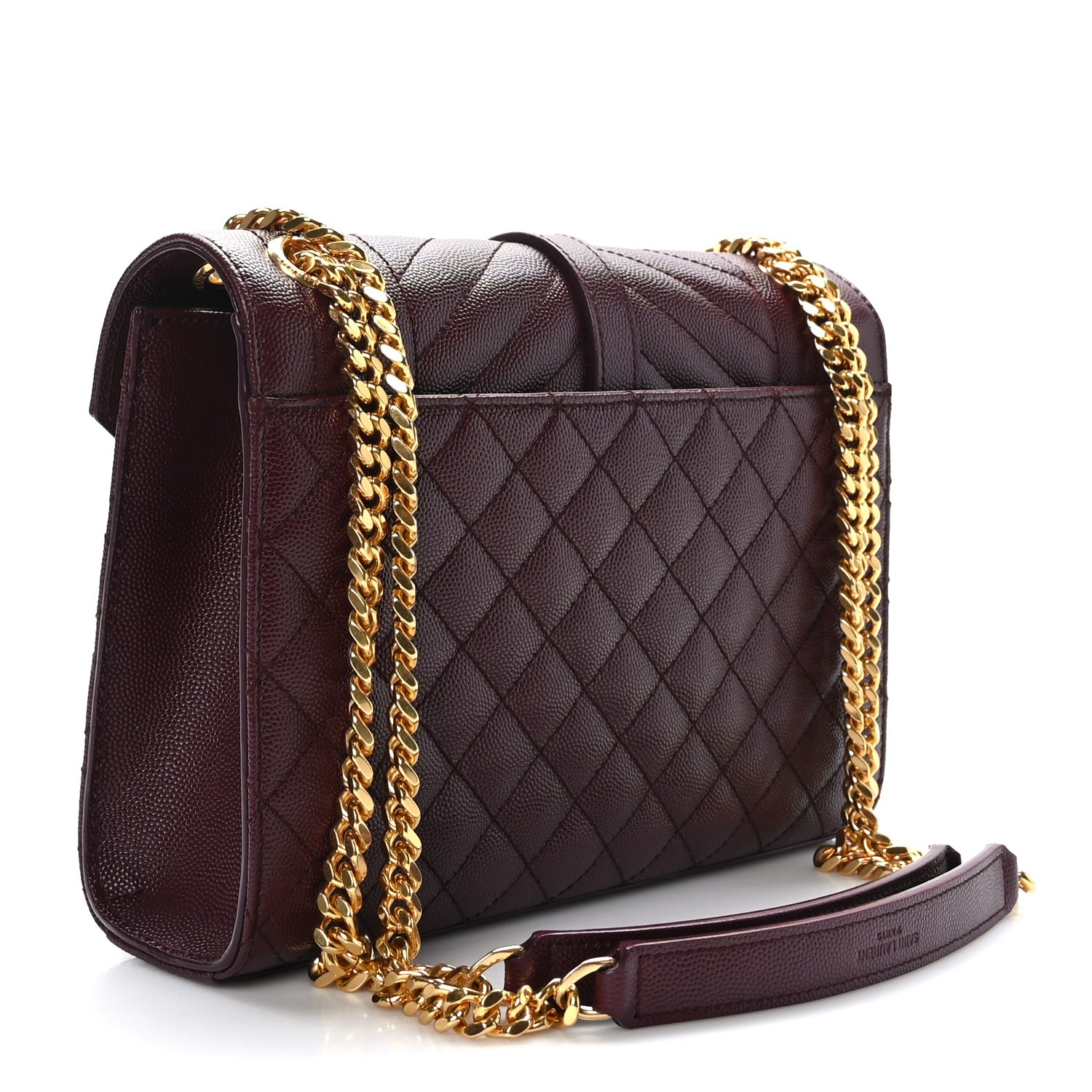 Saint Laurent Grain De Poudre Textured Mixed Matelasse Medium Triquilt Monogram Satchel Rouge Legion 3 of 8