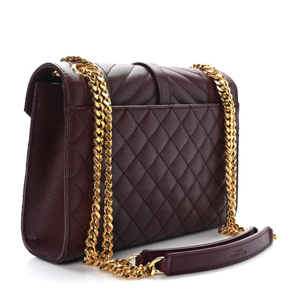 Saint Laurent Grain De Poudre Textured Mixed Matelasse Medium Triquilt Monogram Satchel Rouge Legion 3 of 8