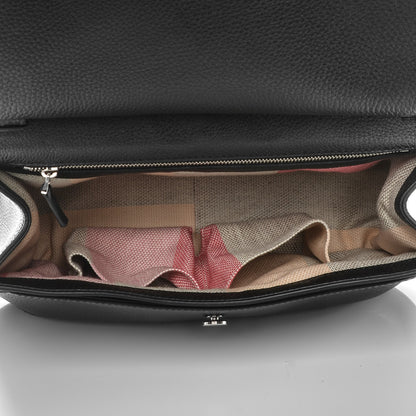 Gucci Pebbled Calfskin Medium Bamboo Daily Flap Shoulder Bag Black 5 of 7