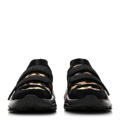 Christian Dior Technical Fabric Nylon Leopard Print Womens D-Wander Sneakers Black 2 of 9
