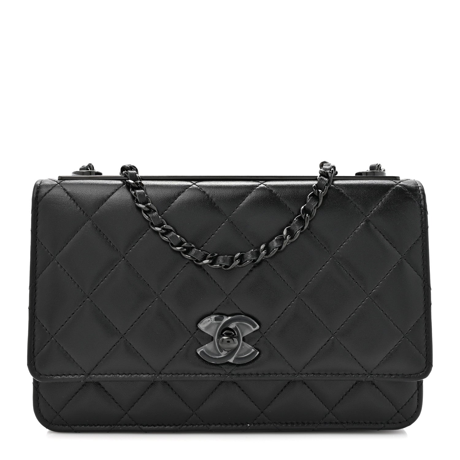 Chanel Lambskin Quilted Trendy CC Wallet On Chain WOC So Black 1 of 11