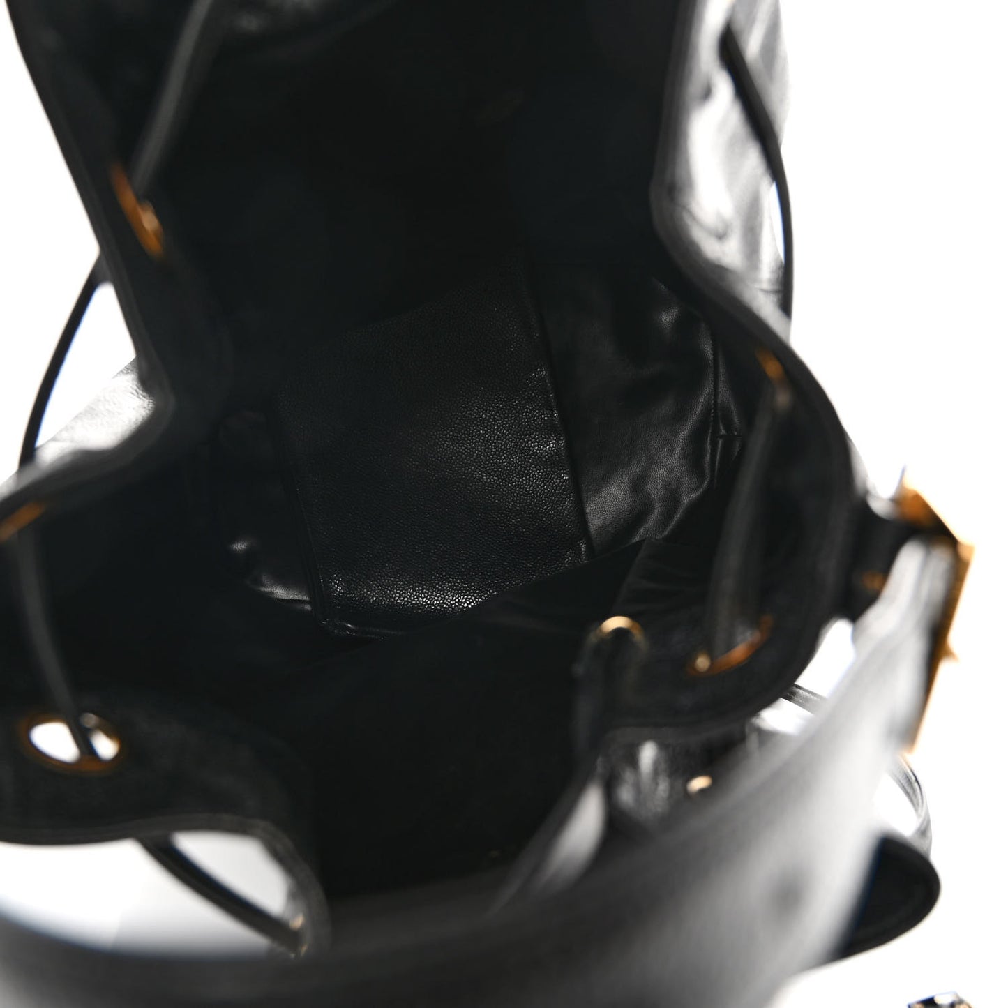 Caviar Quilted Drawstring Backpack Black