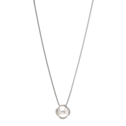 David Yurman Sterling Silver Pearl Diamond Continuance Pendant Necklace 1 of 5