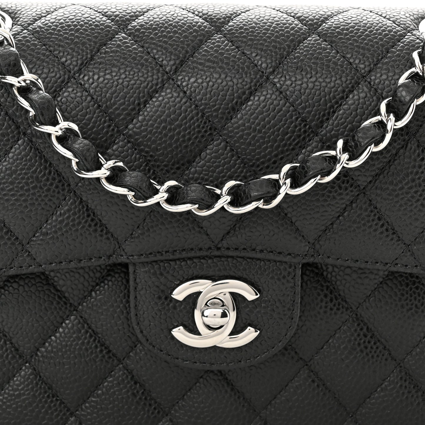 Caviar Quilted Small Double Flap Black