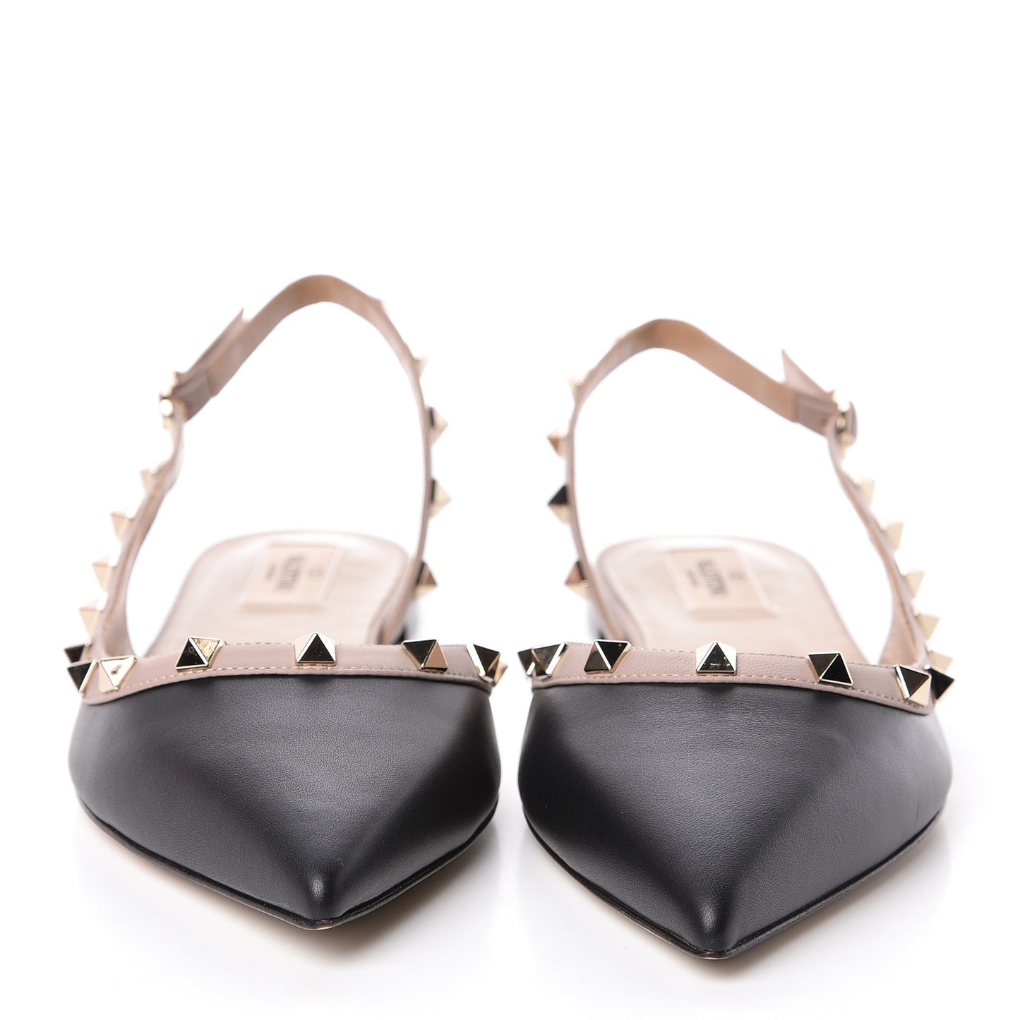 Nappa Rockstud Slingback Flats 41 Black Poudre