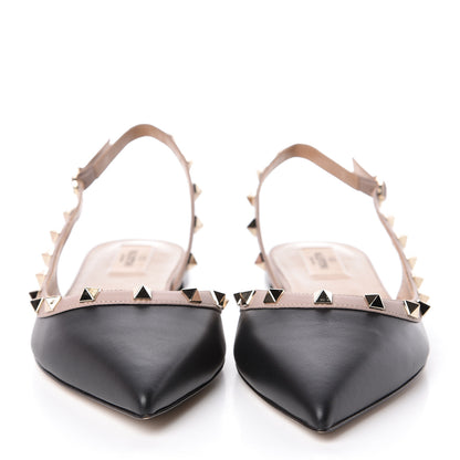 Valentino Garavani Nappa Rockstud Slingback Flats 41 Black Poudre 2 of 8