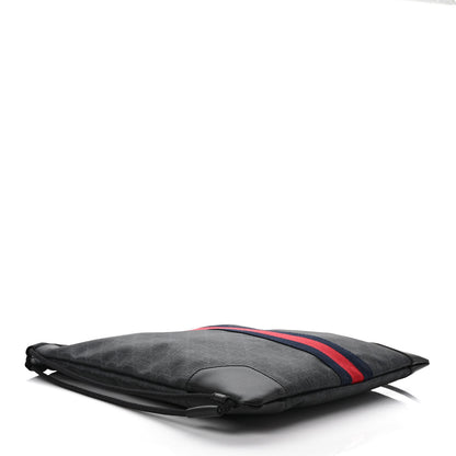 Gucci Soft GG Supreme Monogram Appia Calfskin Web Drawstring Backpack Black 5 of 9